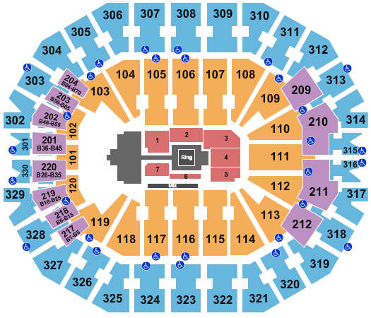 KFC Yum! Center WWE Seating Chart